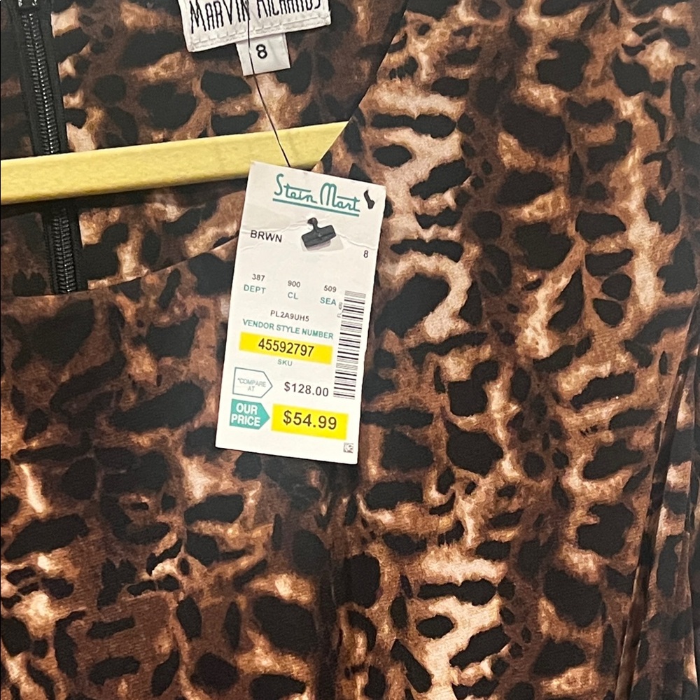 NWT- Marvin Richards Brown Leopard Print Midi Dress - Picture 4 of 5